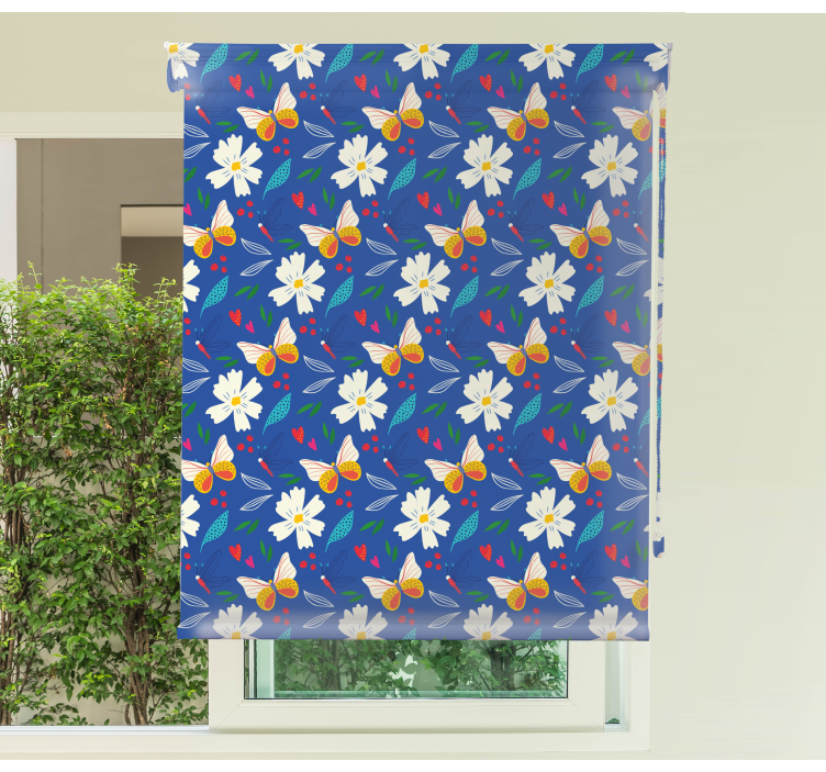 Daisies and Butterflies flowers and plants roller blind - TenStickers