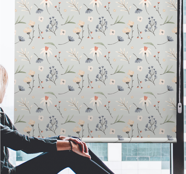 Delicate elements flower roller blind - TenStickers