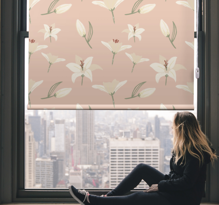 Delicate Floral Pattern flowers and plants roller blind - TenStickers