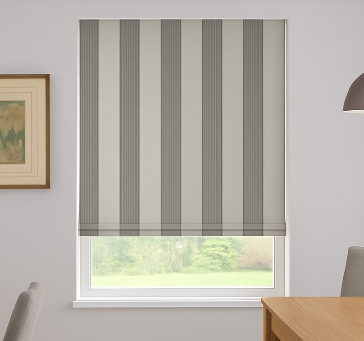Dining room roller blind with vertical grey stripes - TenStickers