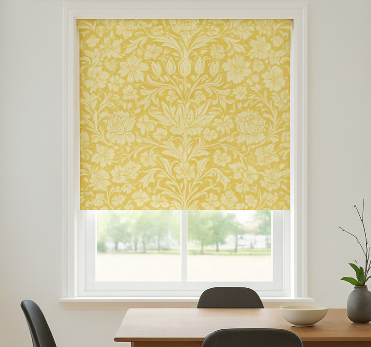 Dining room roller blind yellow mandala flowers - TenStickers