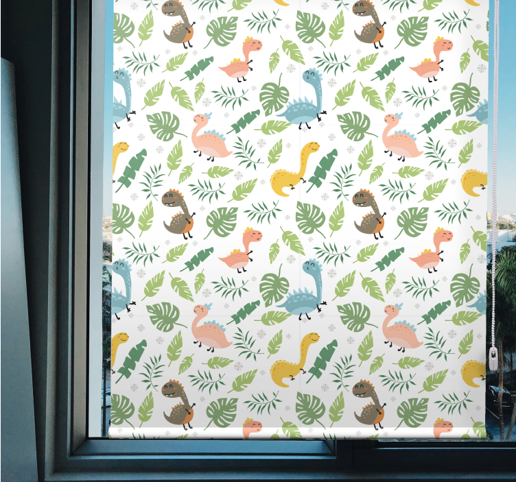 Dinosaur roller blind with tropical dinosaur pattern - TenStickers