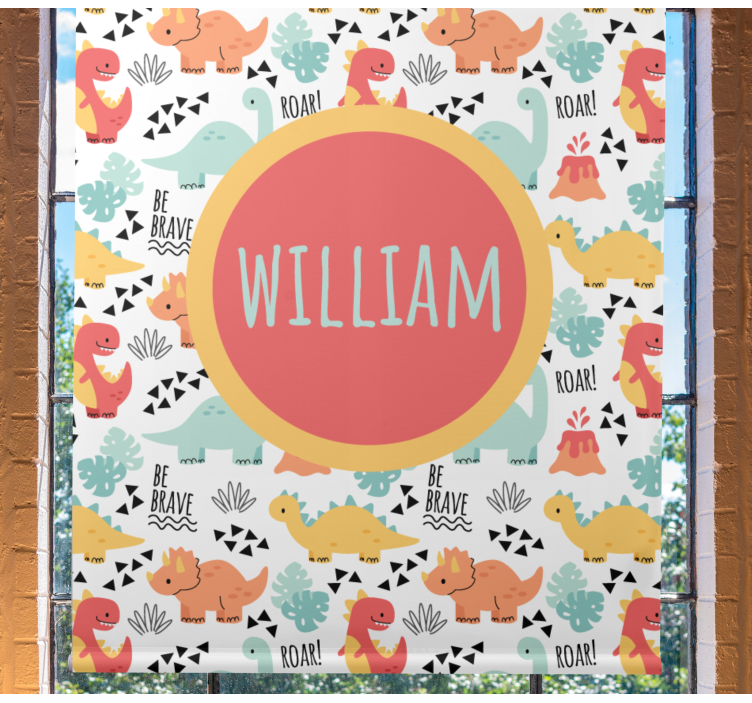 Dinosaur roller blind baby dinosaurs with name circle - TenStickers