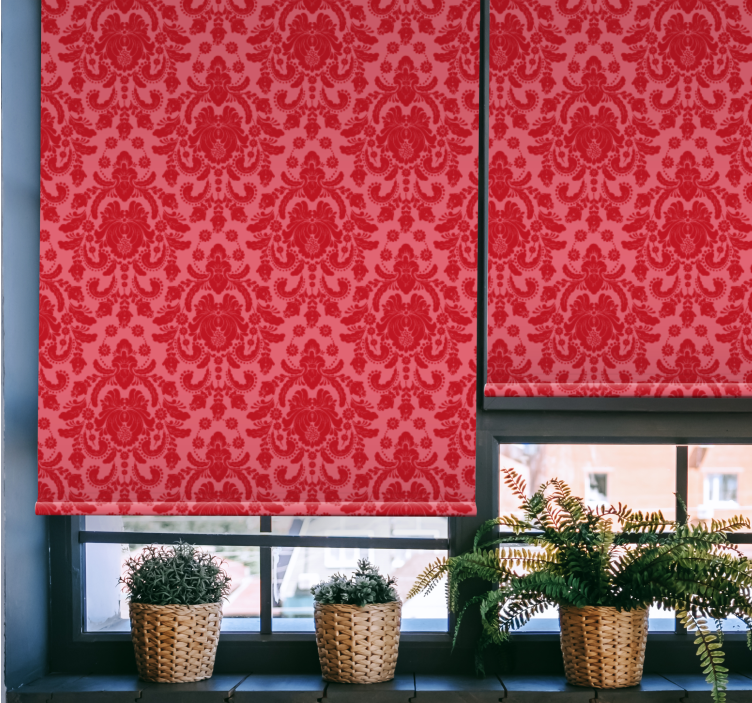 Red baroque motif classic roller blind - TenStickers