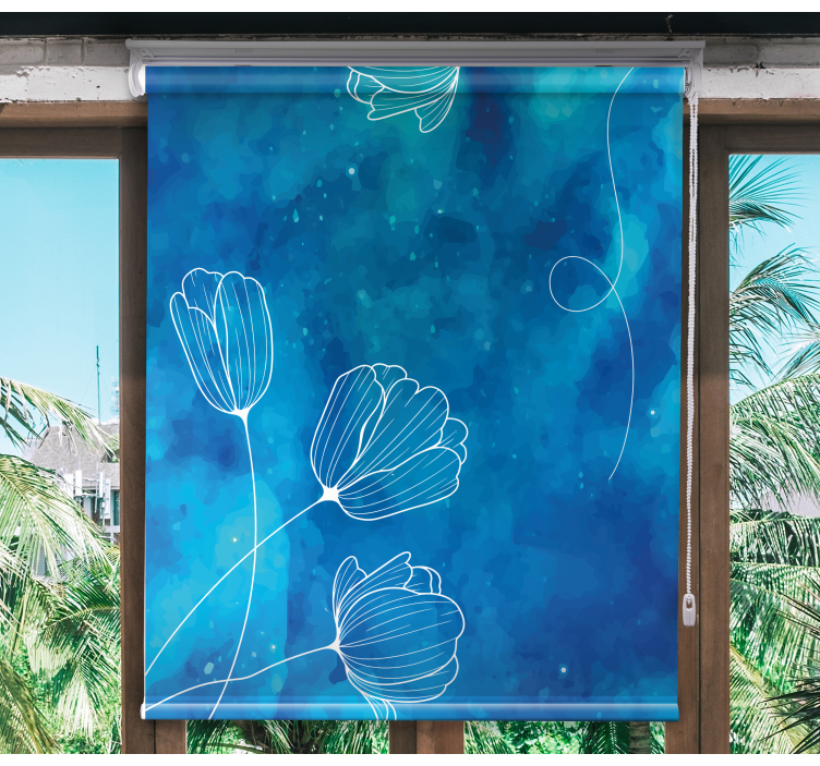 Elegant blue silhouettes flower roller blind - TenStickers
