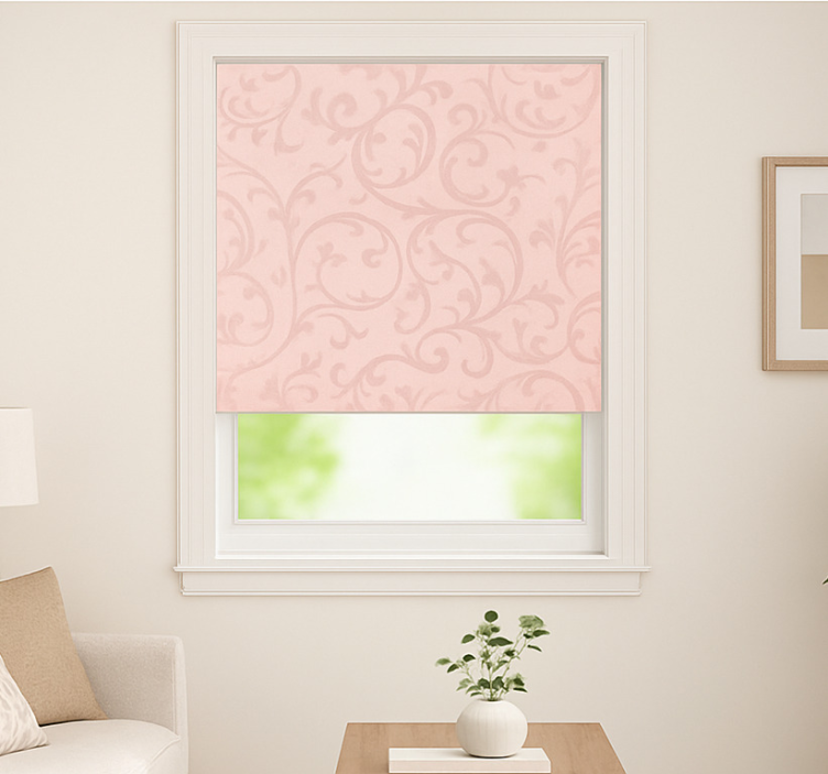 Elegant damask scrollwork living room roller blind - TenStickers