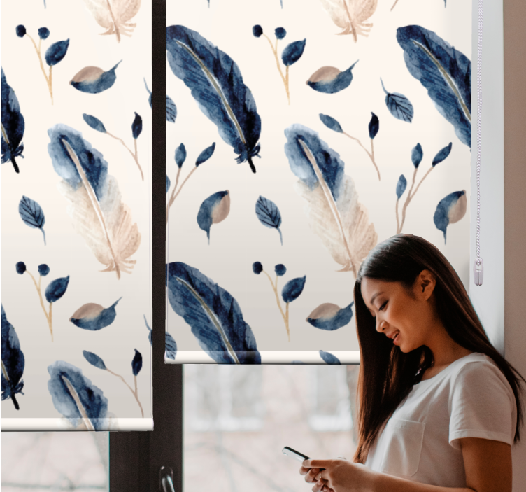 Elegant feather pattern flowers and plants roller blind - TenStickers