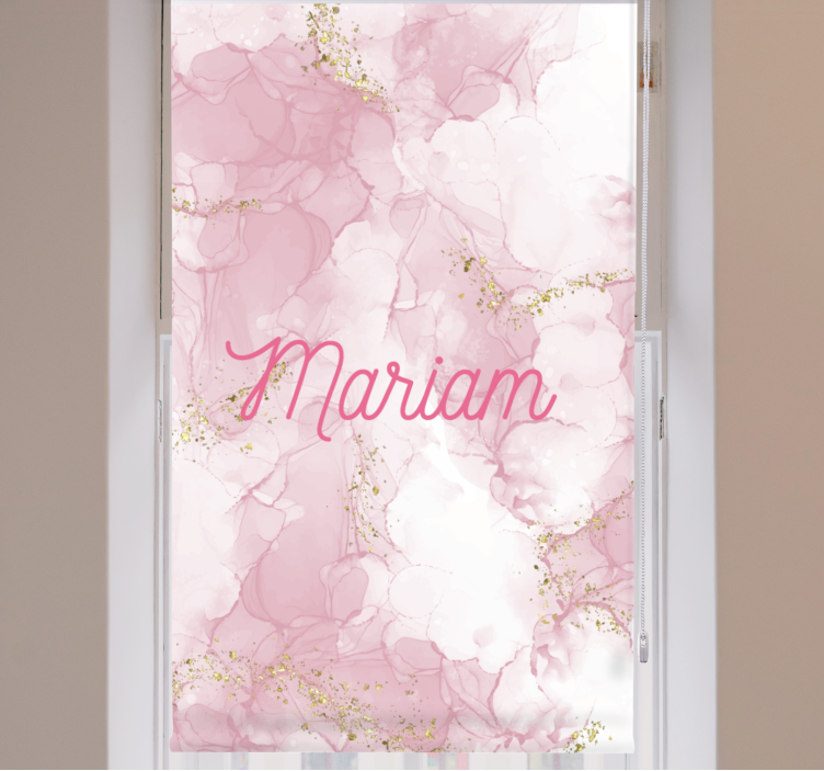 Pink marble with name elegant roller blind - TenStickers