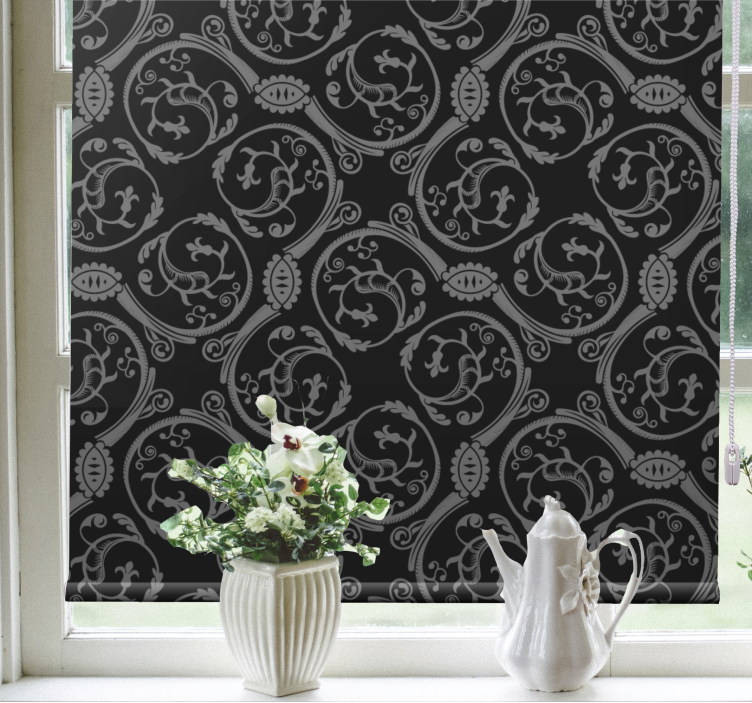 Grey floral motif elegant roller blind - TenStickers