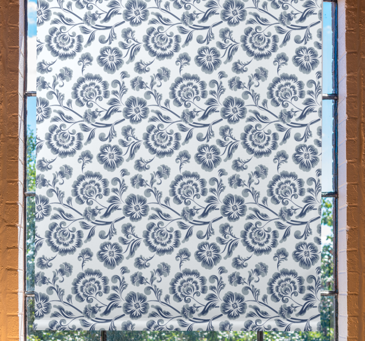 Elegant grey theme flower roller blind - TenStickers