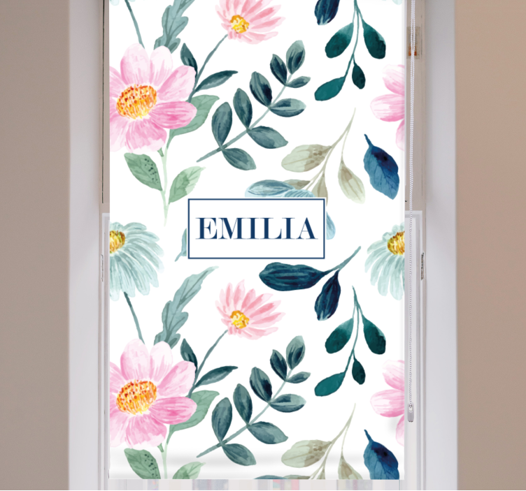 Floral Blossom With Name flowers and plants roller blind - TenStickers