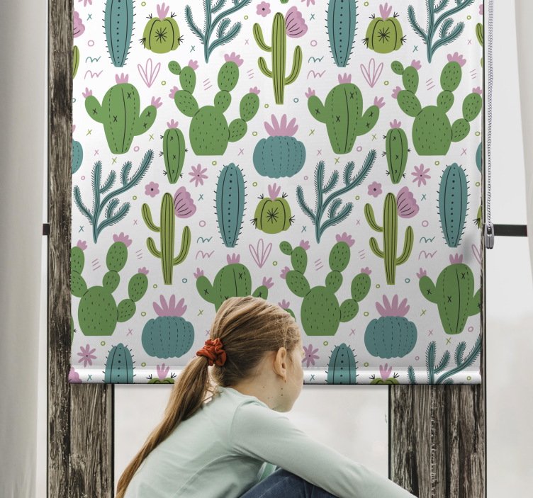 Floral Cactus pattern blind - TenStickers