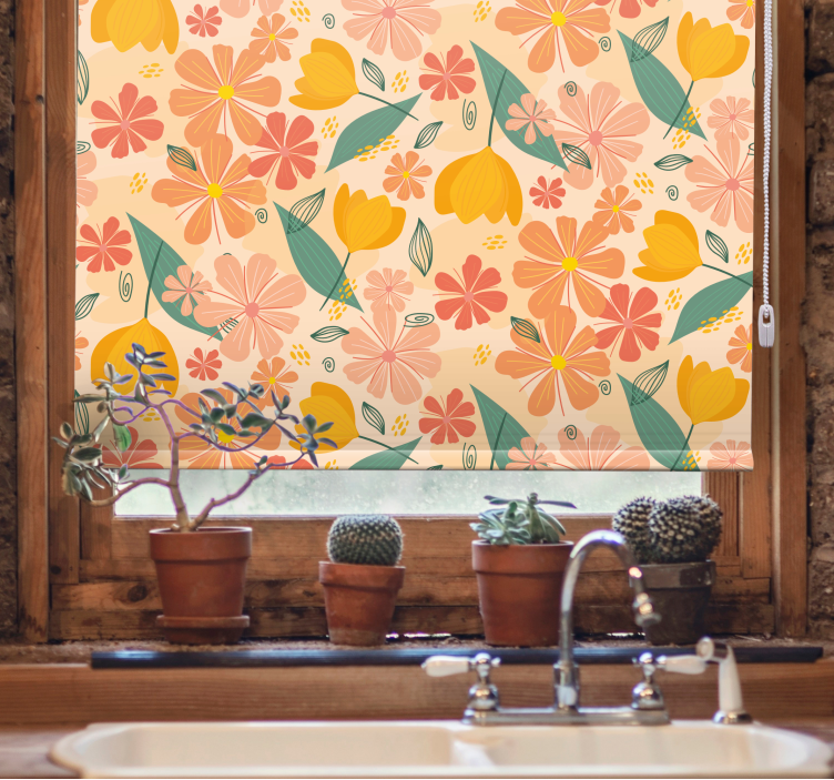 Floral Design Motif flowers and plants roller blind - TenStickers