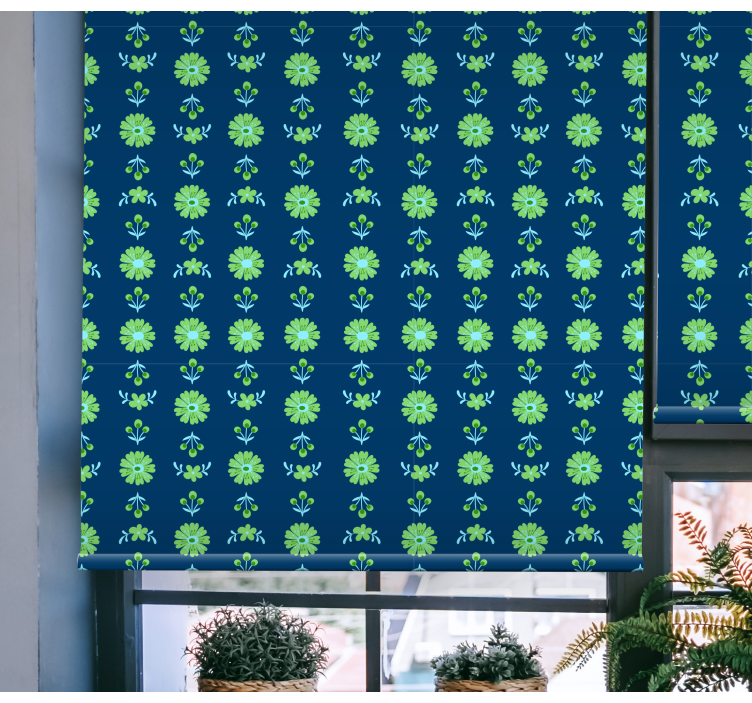 Green patterns flowers and plants roller blind - TenStickers