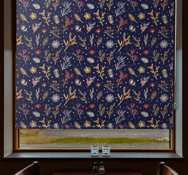 Floral Nature Pattern flowers and plants roller blind - TenStickers
