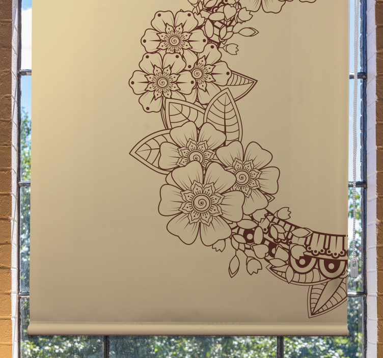 Floral Outline Design flower roller blind - TenStickers