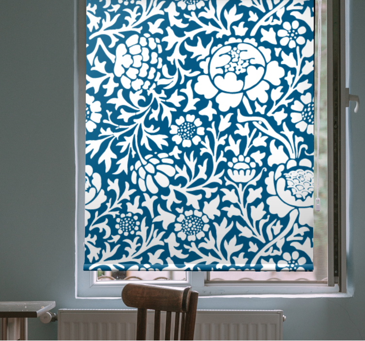 Blue vintage pattern flower roller blind - TenStickers