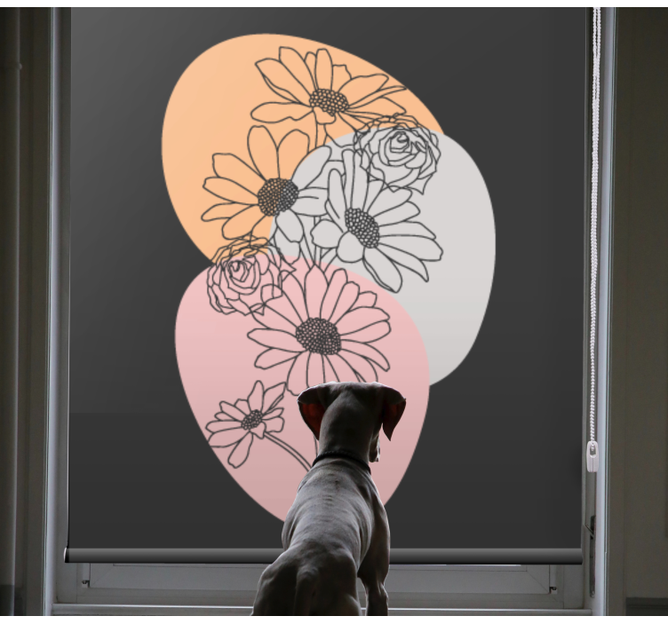 Abstract patterns overlay flowers and plants roller blind - TenStickers