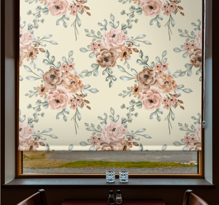 Gentle blossom composition flowers and plants roller blind - TenStickers