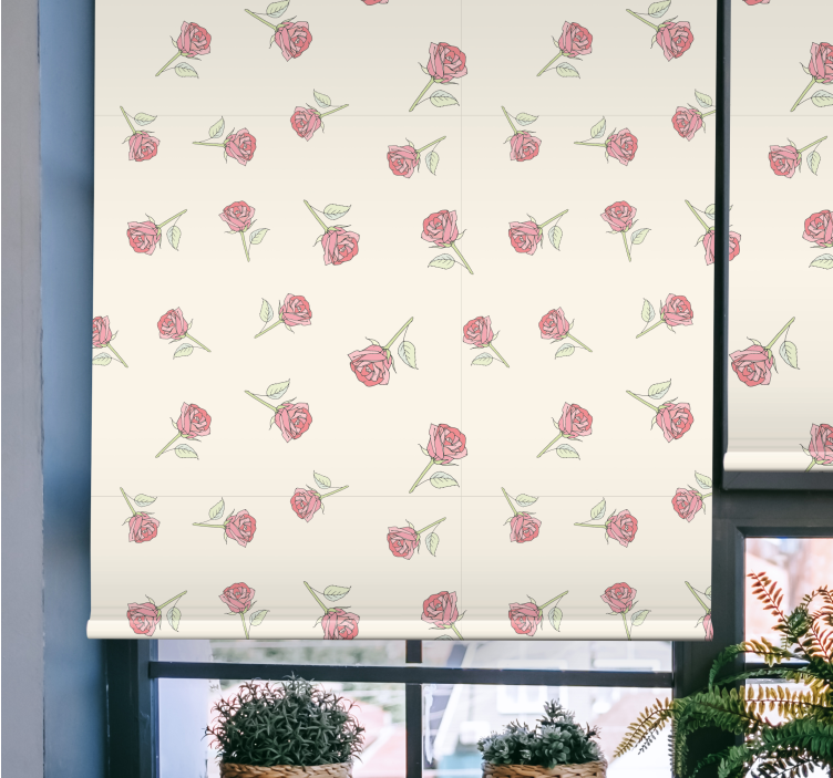 Gentle rose motif flowers and plants roller blind - TenStickers