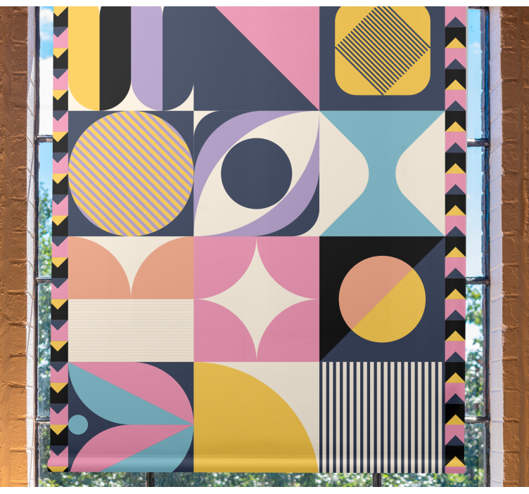 Geometric Shapes Collage modern roller blind - TenStickers