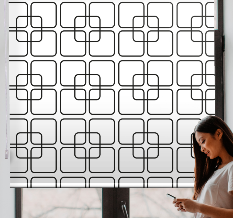 Black and white geometric squares modern roller blind - TenStickers