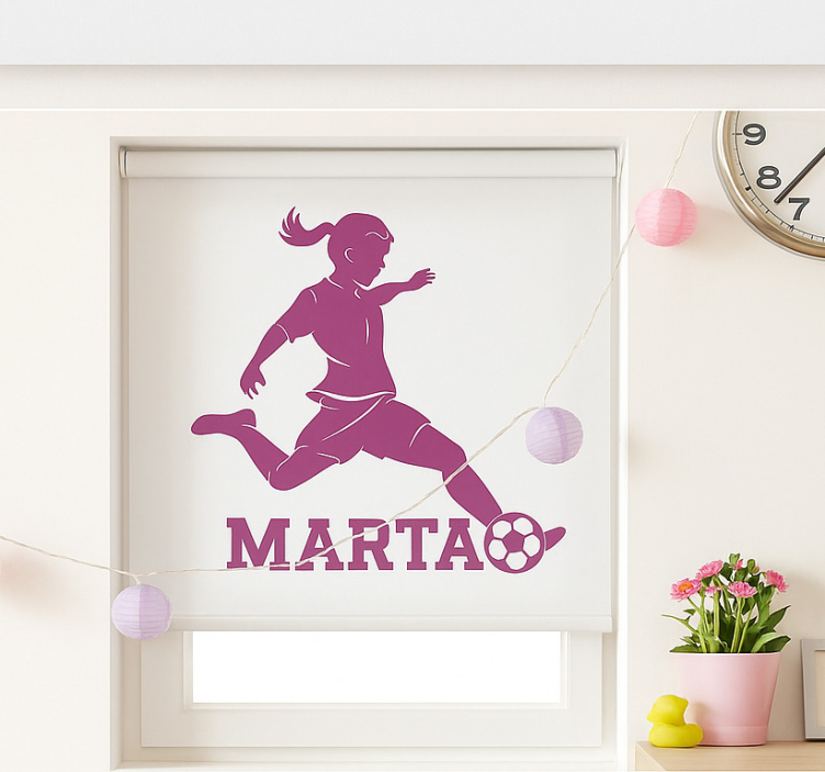 Girl football player children room roller blind - TenStickers
