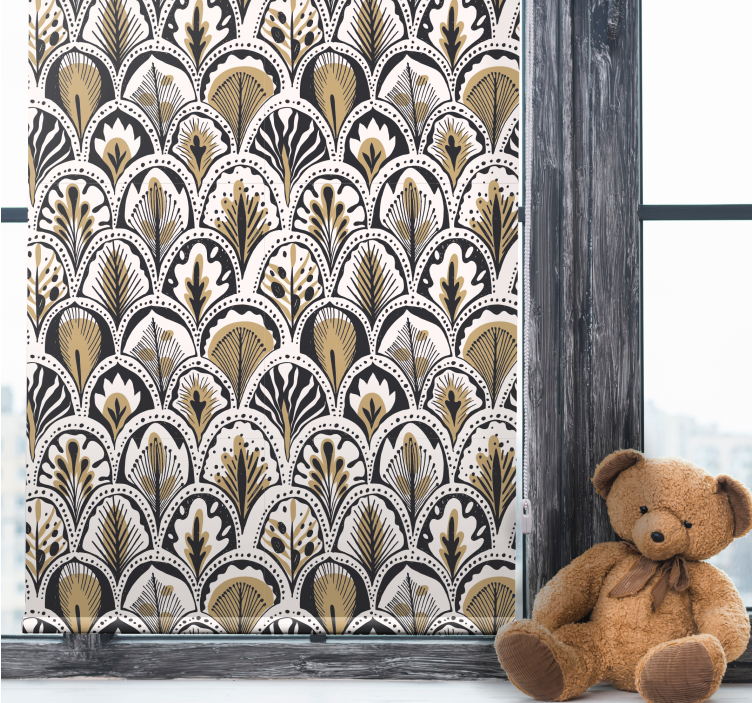 Golden pattern flower roller blind - TenStickers