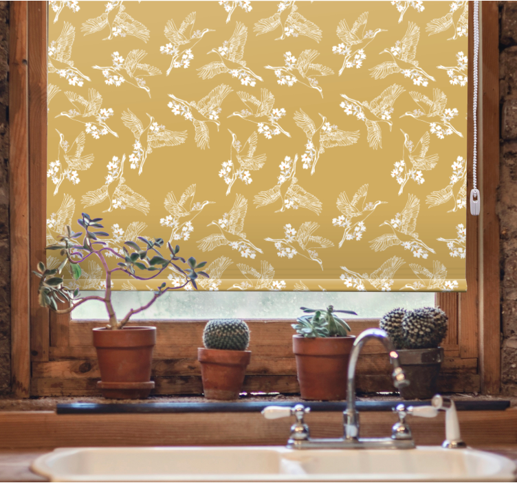 Graceful Avian Theme flowers and plants roller blind - TenStickers