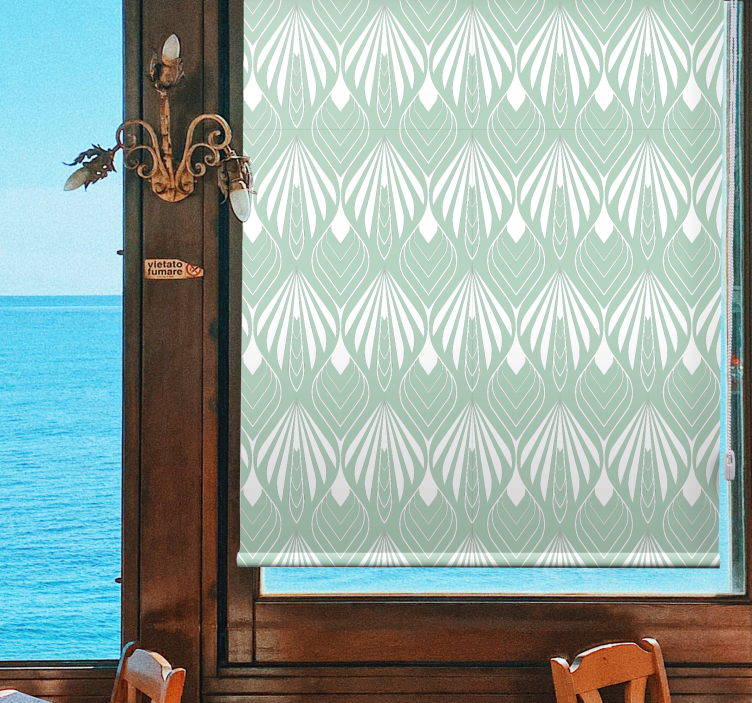 Green stylised leaves dining room roller blind - TenStickers