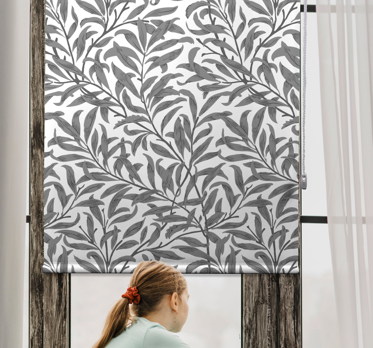 Grey Botanical Motif flower roller blind - TenStickers