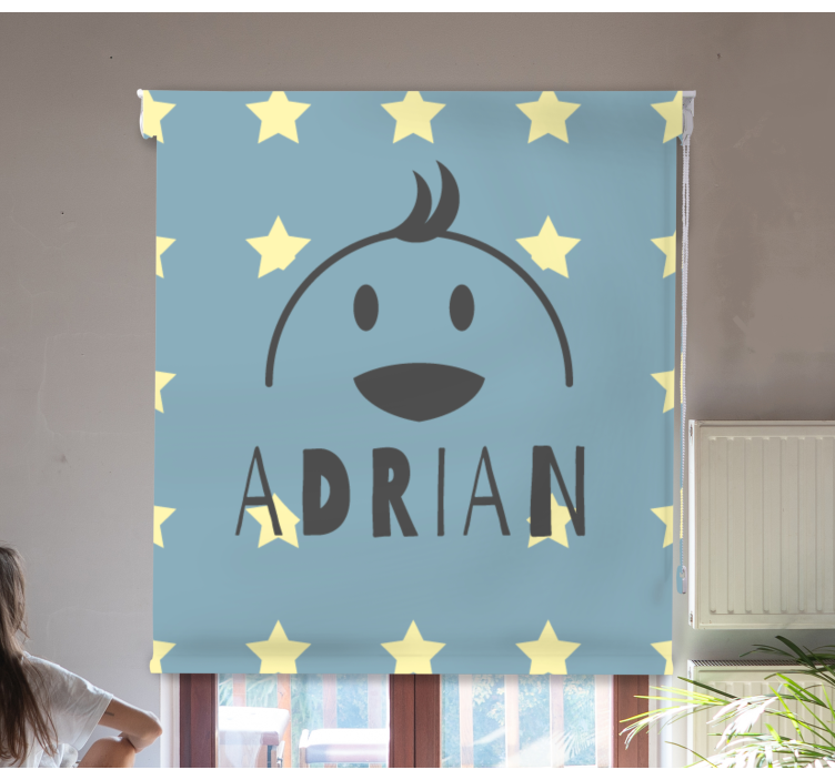 Starry chicken with name children room roller blind - TenStickers