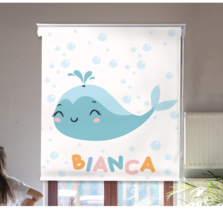 Happy whale with name Blind painting - TenStickers