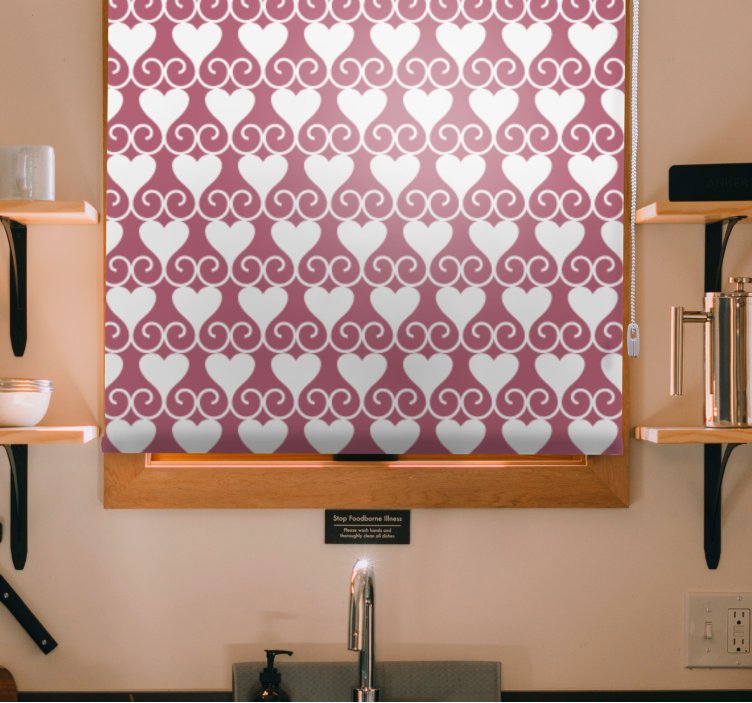 Hearts and Swirls romantic roller blind - TenStickers