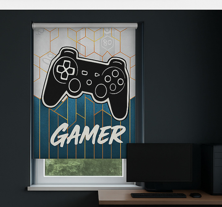 Hexagon Gamer design geek roller blind - TenStickers