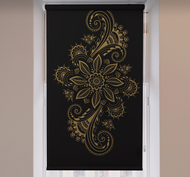 Intricate Golden Florals flower roller blind - TenStickers