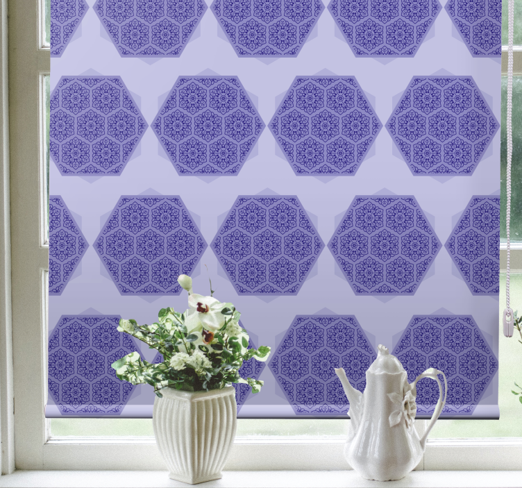 Intricate purple hexagons texture and pattern roller blind - TenStickers