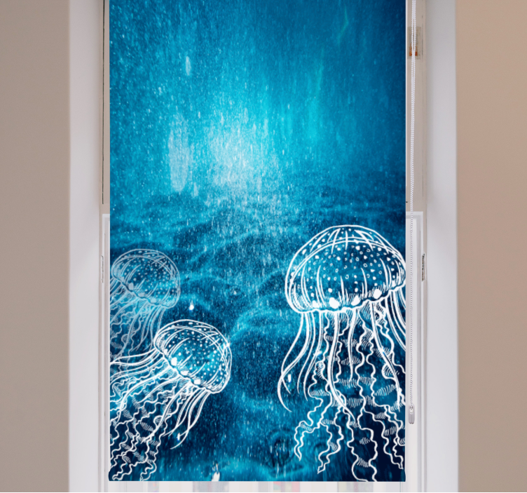 Jellyfish Underwater Scene animal roller blind - TenStickers