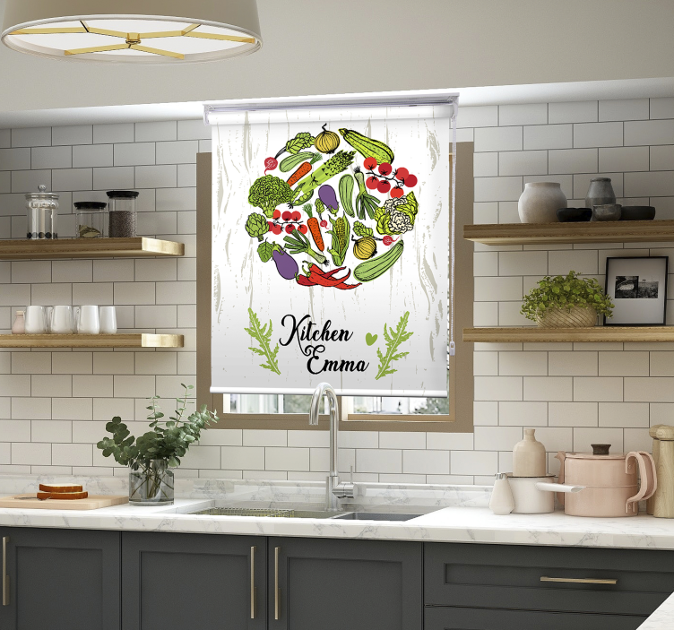 Kitchen with vegetables printed window shade - TenStickers
