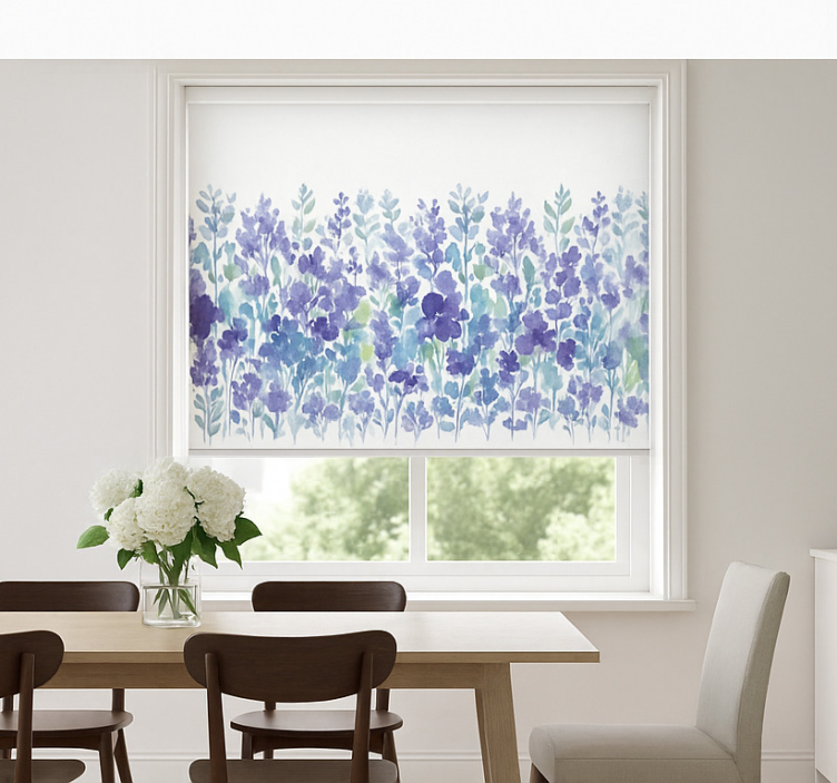 Lavender floral field dining room roller blind - TenStickers
