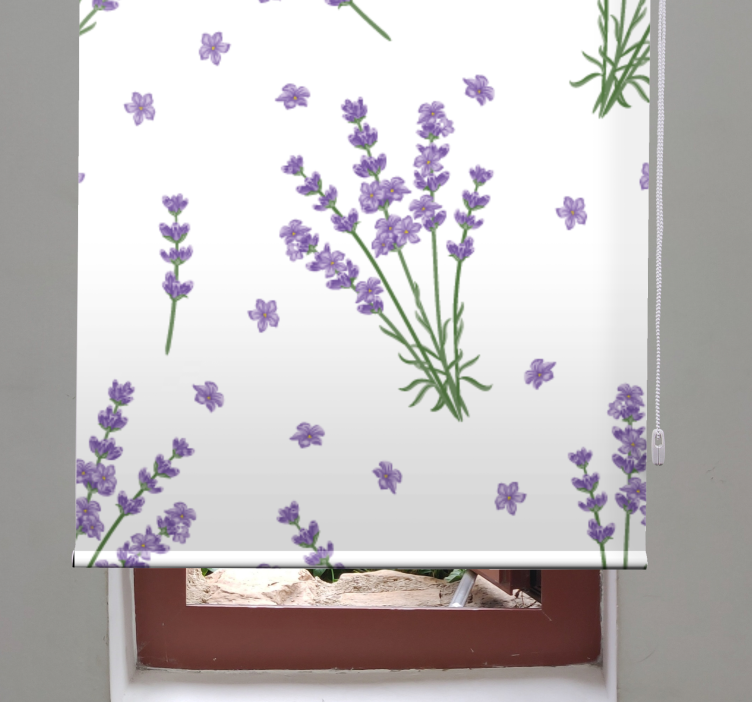 Lavender simple design flowers and plants roller blind - TenStickers