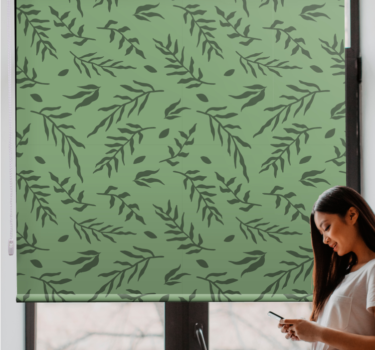 Leaf pattern detail flowers and plants roller blind - TenStickers