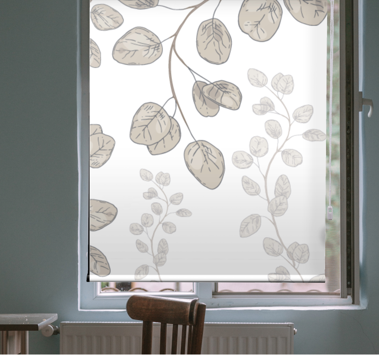Thin leaves pattern flowers and plants roller blind - TenStickers