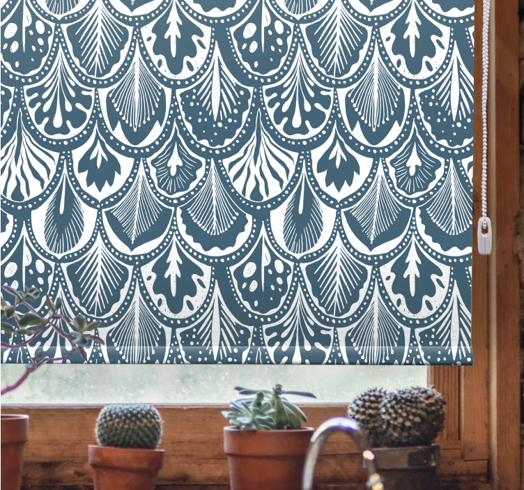 Leafy Pattern Design flowers and plants roller blind - TenStickers