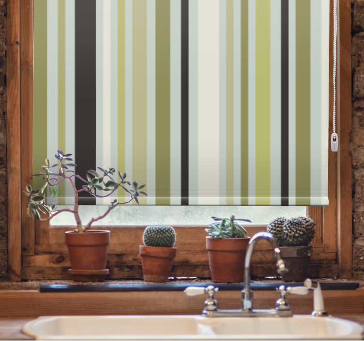Linear green stripes modern roller blind - TenStickers
