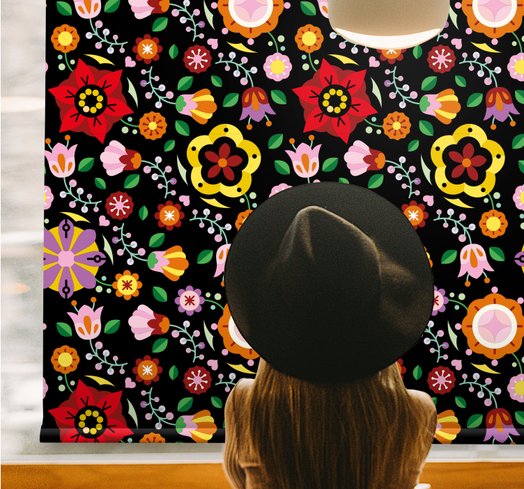 Lively colorful theme flower roller blind - TenStickers