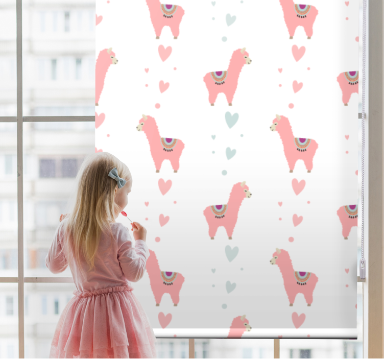 Llama Love Hearts children room roller blind - TenStickers