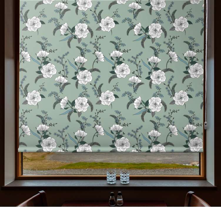 Magnolia Floral Pattern flowers and plants roller blind - TenStickers