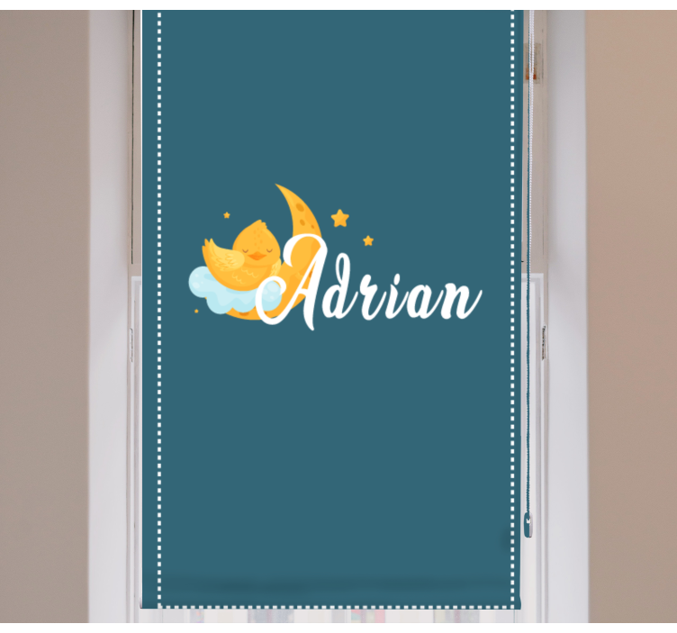 Moonlit chick with name children room roller blind - TenStickers