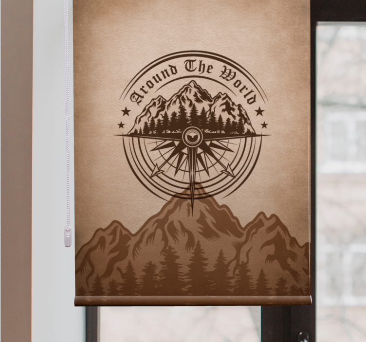 Mountain compass design living room roller blind - TenStickers